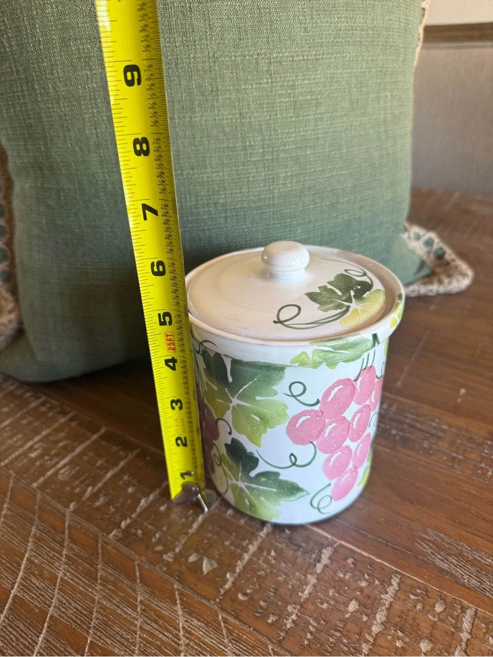 Vintage Pier 1 Imports Hand-Painted Grape Canister 6” Made in Italy